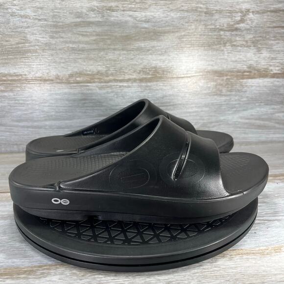 OOFOS Men's OOAHH Black Recovery Slide Sandals Size 10 - Picture 3 of 8